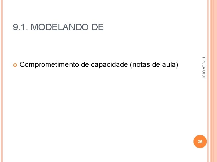 9. 1. MODELANDO DE Comprometimento de capacidade (notas de aula) PPGEA UFJF 36 