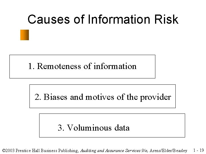 Causes of Information Risk 1. Remoteness of information 2. Biases and motives of the