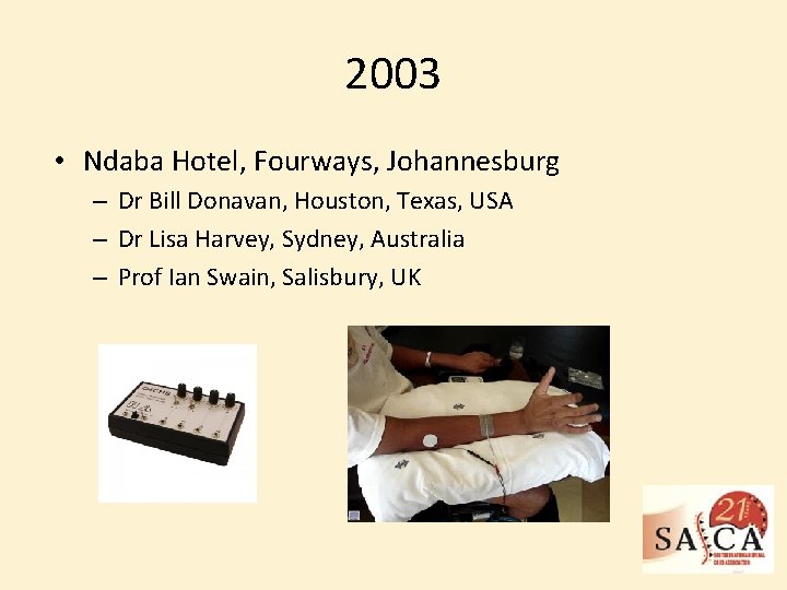 2003 • Ndaba Hotel, Fourways, Johannesburg – Dr Bill Donavan, Houston, Texas, USA –