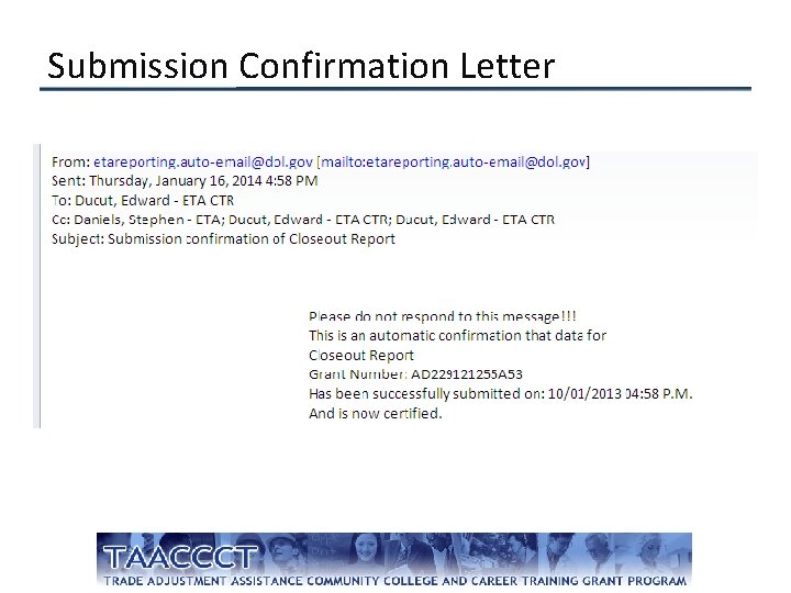 Submission Confirmation Letter 