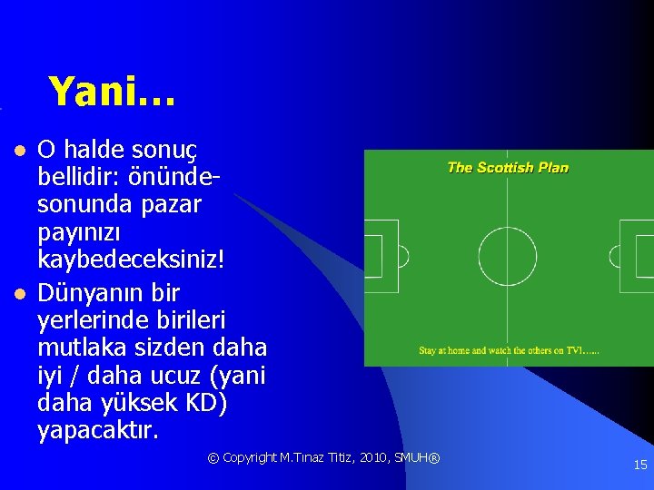 Yani… l l O halde sonuç bellidir: önündesonunda pazar payınızı kaybedeceksiniz! Dünyanın bir yerlerinde