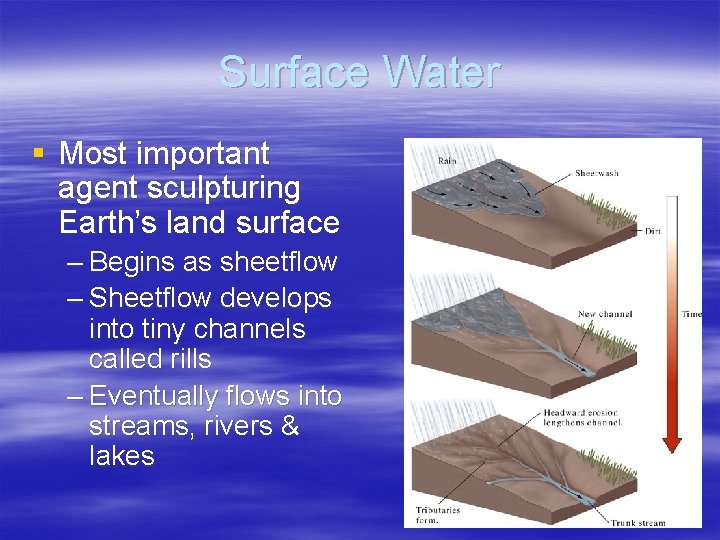 Surface Water § Most important agent sculpturing Earth’s land surface – Begins as sheetflow