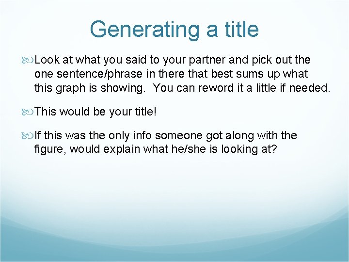 Generating a title Look at what you said to your partner and pick out