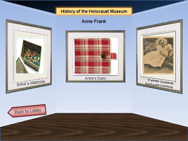 Name. Holocaust of Museum History of the Anne Frank Artifact 13 arbles Anne’s M