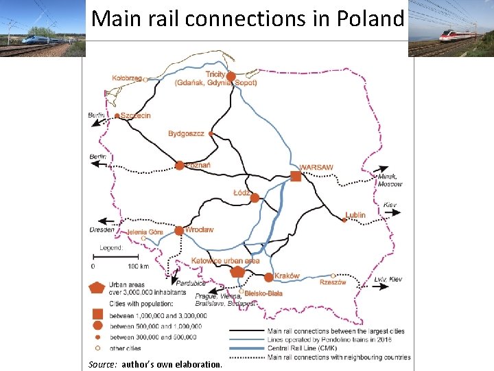 Main rail connections in Poland Source: author’s own elaboration. 