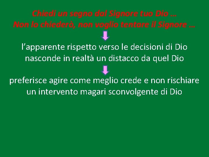 Chiedi un segno dal Signore tuo Dio … Non lo chiederò, non voglio tentare