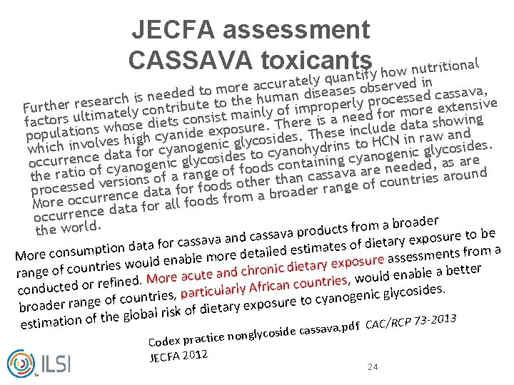 JECFA assessment CASSAVA toxicants nal o i t i r t u n w