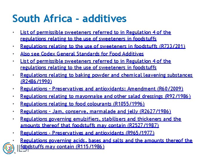 South Africa - additives • • • TM List of permissible sweeteners referred to