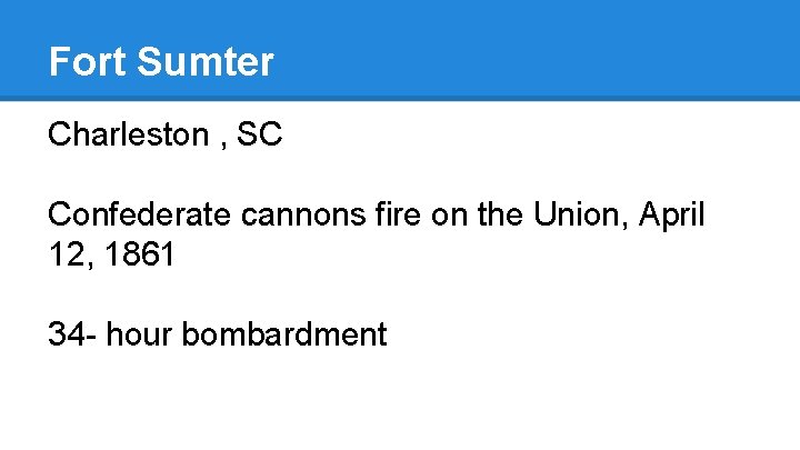 Fort Sumter Charleston , SC Confederate cannons fire on the Union, April 12, 1861