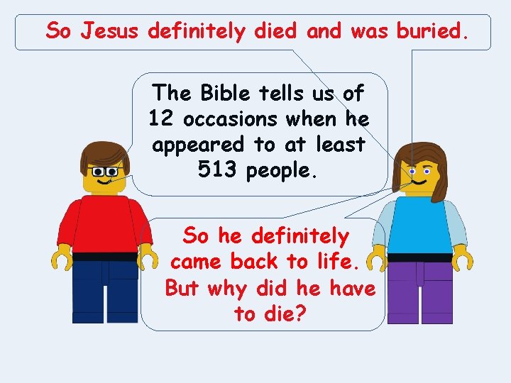 So Jesus definitely died and was buried. The Bible tells us of 12 occasions