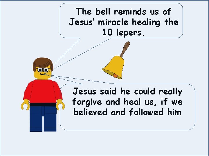 The bell reminds us of Jesus’ miracle healing the 10 lepers. Jesus said he
