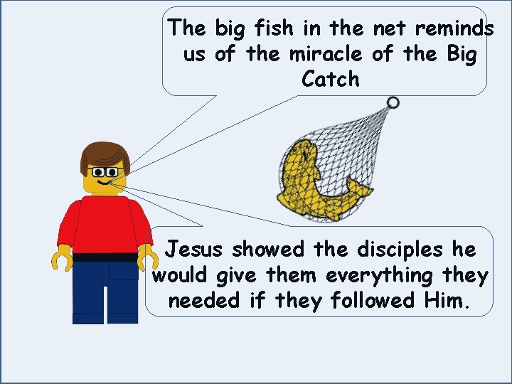 The big fish in the net reminds us of the miracle of the Big