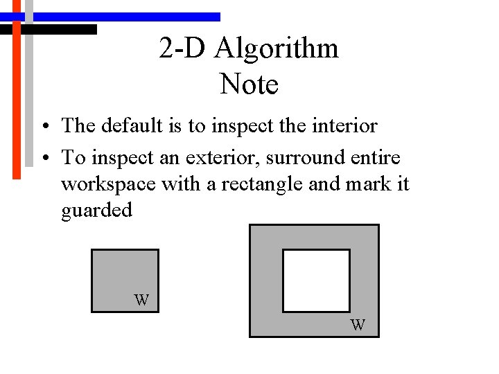 2 -D Algorithm Note • The default is to inspect the interior • To