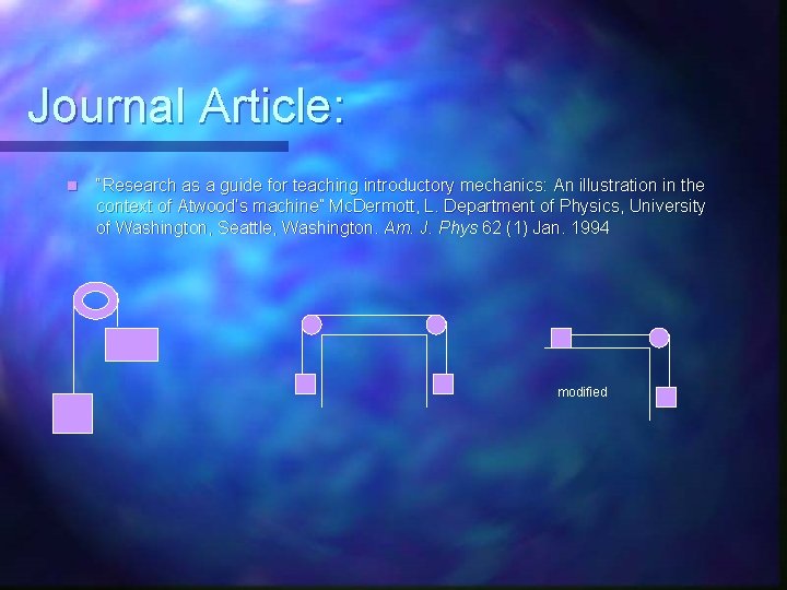 Journal Article: n “Research as a guide for teaching introductory mechanics: An illustration in