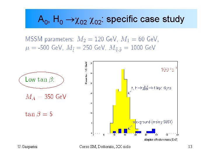 A 0, H 0 02 02: specific case study U. Gasparini Corso SM, Dottorato,