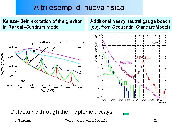 Altri esempi di nuova fisica Kaluza-Klein excitation of the graviton In Randall-Sundrum model Additional