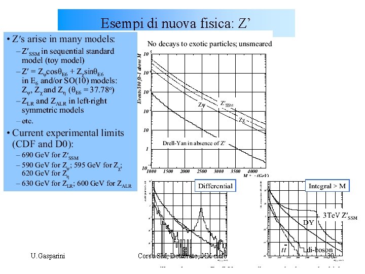 Esempi di nuova fisica: Z’ U. Gasparini Corso SM, Dottorato, XX ciclo 30 