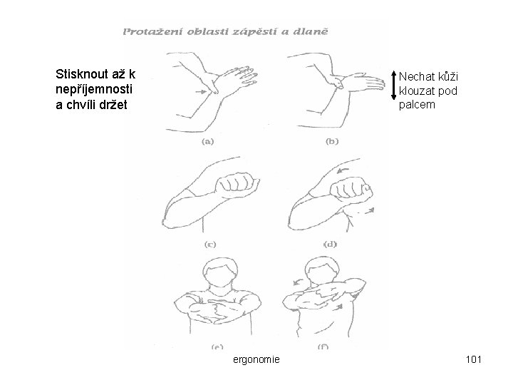 Stisknout až k nepříjemnosti a chvíli držet Nechat kůži klouzat pod palcem ergonomie 101