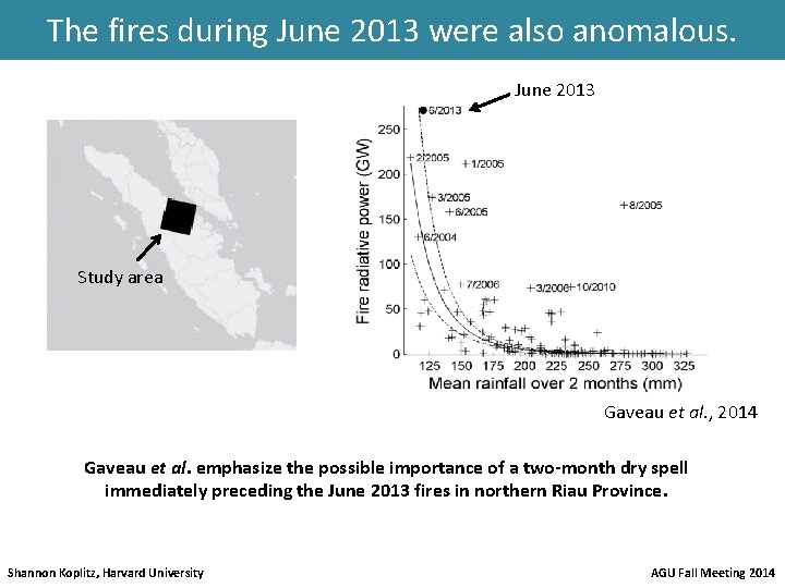 The fires during June 2013 were also anomalous. June 2013 Study area Gaveau et
