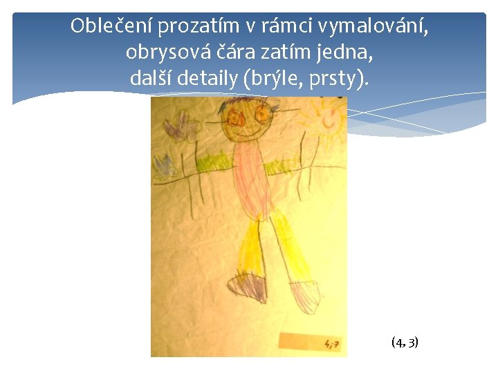 Oblečení prozatím v rámci vymalování, obrysová čára zatím jedna, další detaily (brýle, prsty). (4,