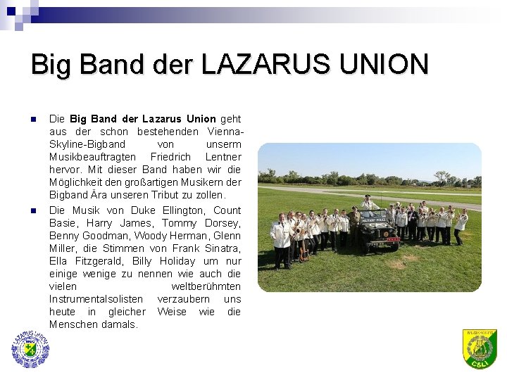 Big Band der LAZARUS UNION n n Die Big Band der Lazarus Union geht