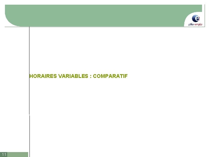HORAIRES VARIABLES : COMPARATIF 11 