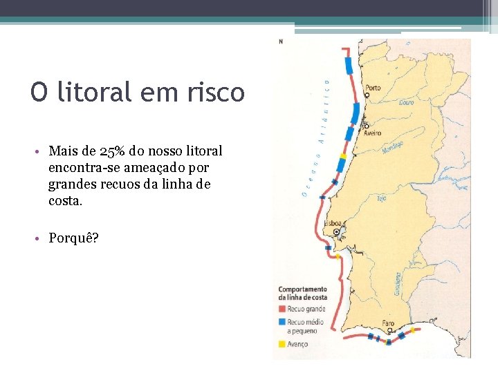 O litoral em risco • Mais de 25% do nosso litoral encontra-se ameaçado por