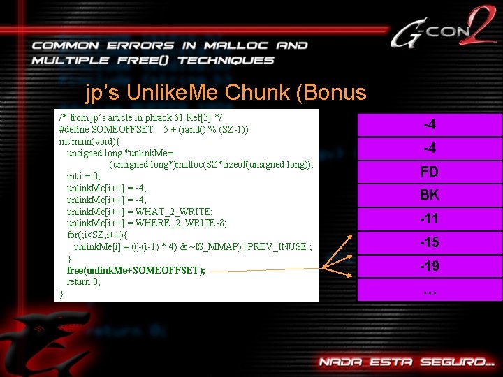 jp’s Unlike. Me Chunk (Bonus /* from jp’s article in phrack 61 Ref[3] */