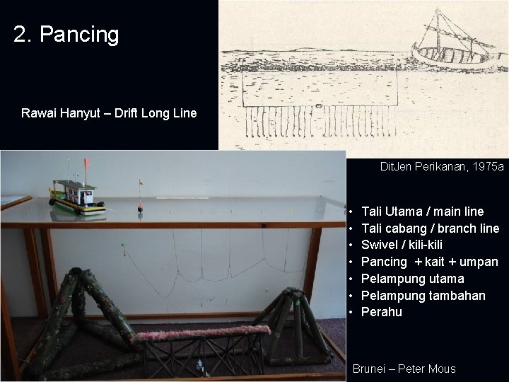 2. Pancing Rawai Hanyut – Drift Long Line Dit. Jen Perikanan, 1975 a •