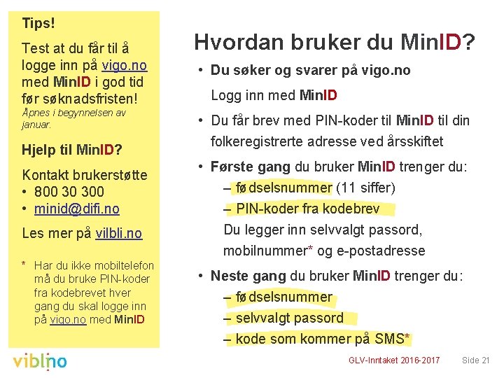 Tips! Test at du får til å logge inn på vigo. no med Min.