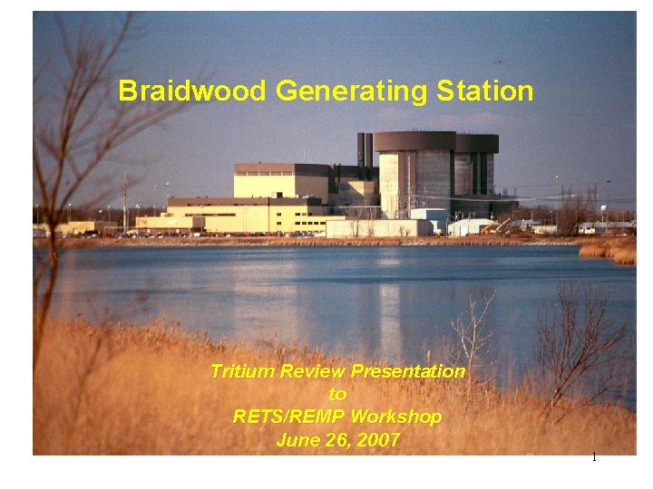 Braidwood Generating Station Tritium Review Presentation to RETS/REMP Workshop June 26, 2007 1 