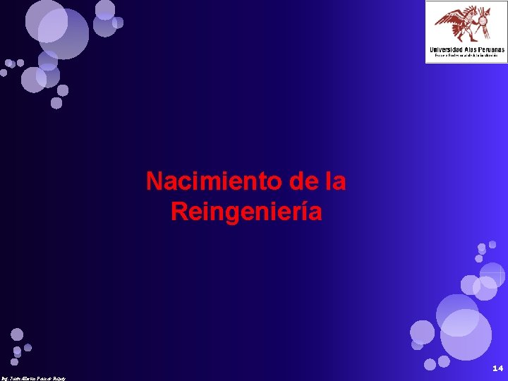 Nacimiento de la Reingeniería 14 Ing. Juan Alberto Paucar Rupay 