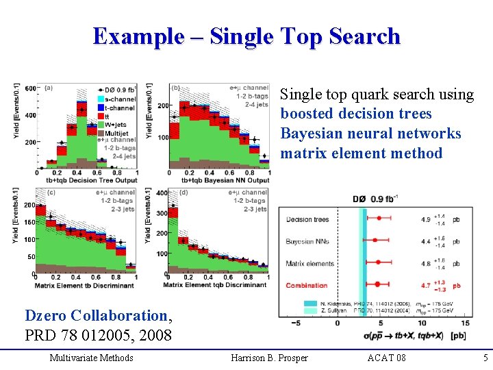 Example – Single Top Search Single top quark search using boosted decision trees Bayesian