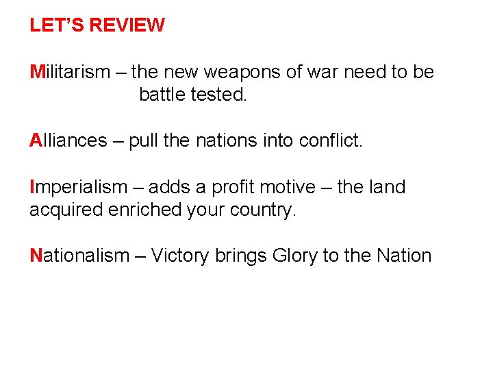 LET’S REVIEW Militarism – the new weapons of war need to be battle tested.