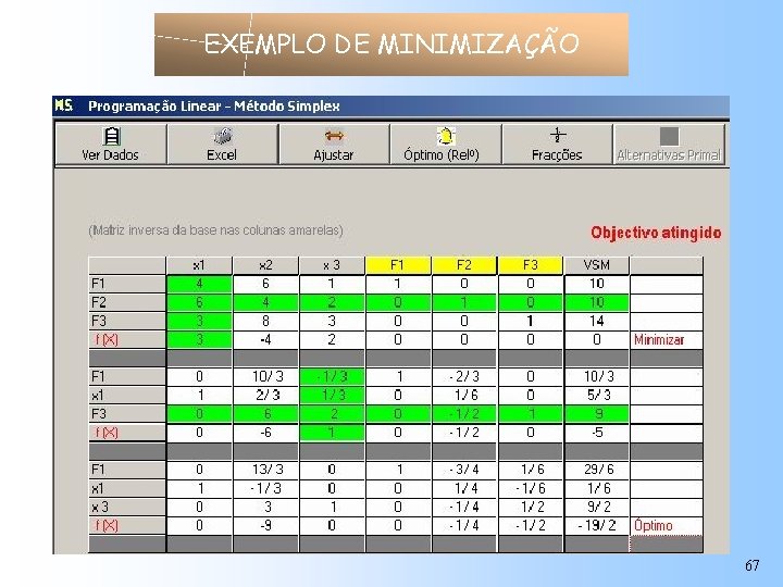 EXEMPLO DE MINIMIZAÇÃO 67 
