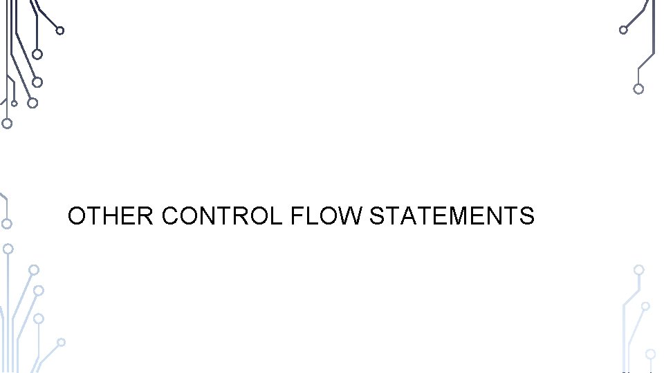 OTHER CONTROL FLOW STATEMENTS 