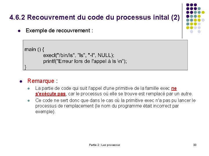 4. 6. 2 Recouvrement du code du processus inital (2) l l Exemple de