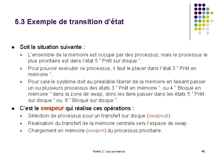 5. 3 Exemple de transition d’état l Soit la situation suivante : l l