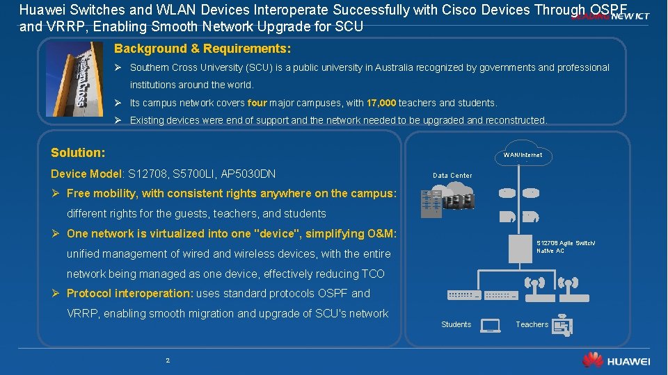 Huawei Switches and WLAN Devices Interoperate Successfully with Cisco Devices Through OSPF and VRRP,