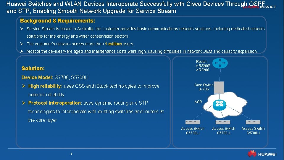 Huawei Switches and WLAN Devices Interoperate Successfully with Cisco Devices Through OSPF and STP,