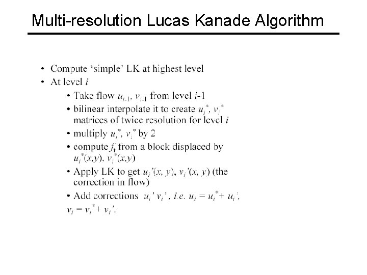 Multi-resolution Lucas Kanade Algorithm 