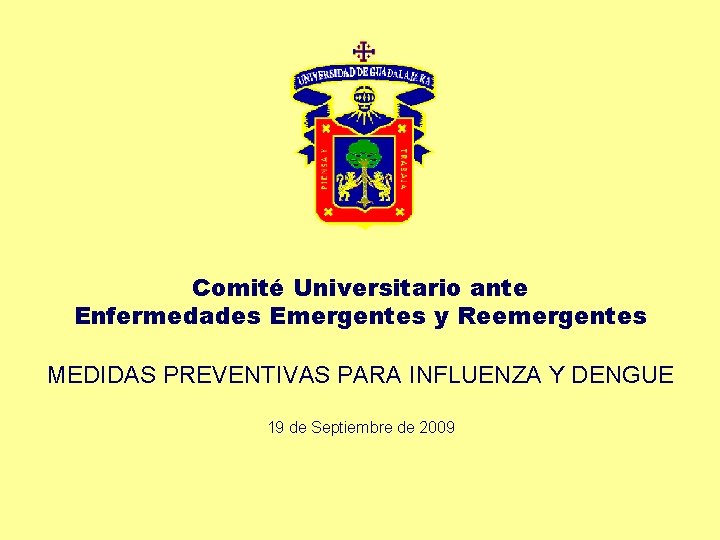 Comité Universitario ante Enfermedades Emergentes y Reemergentes MEDIDAS PREVENTIVAS PARA INFLUENZA Y DENGUE 19