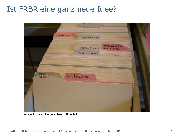 Ist FRBR eine ganz neue Idee? Mit freundlicher Genehmigung des Dt. Literaturarchivs Marbach AG