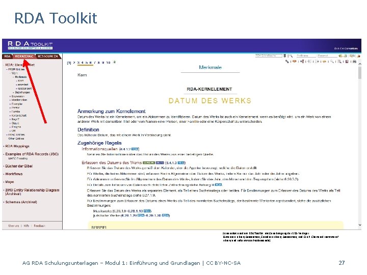 RDA Toolkit Screenshot aus dem RDA Toolkit mit Genehmigung der RDA-Verleger (American Library Association,