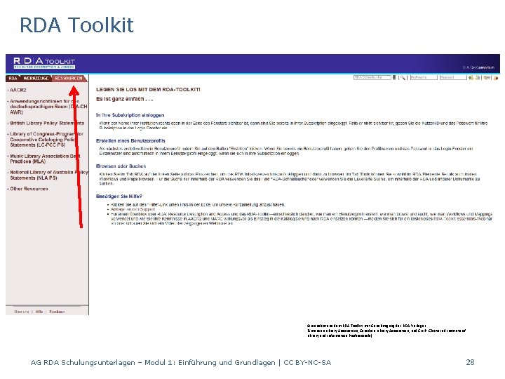 RDA Toolkit Screenshot aus dem RDA Toolkit mit Genehmigung der RDA-Verleger (American Library Association,