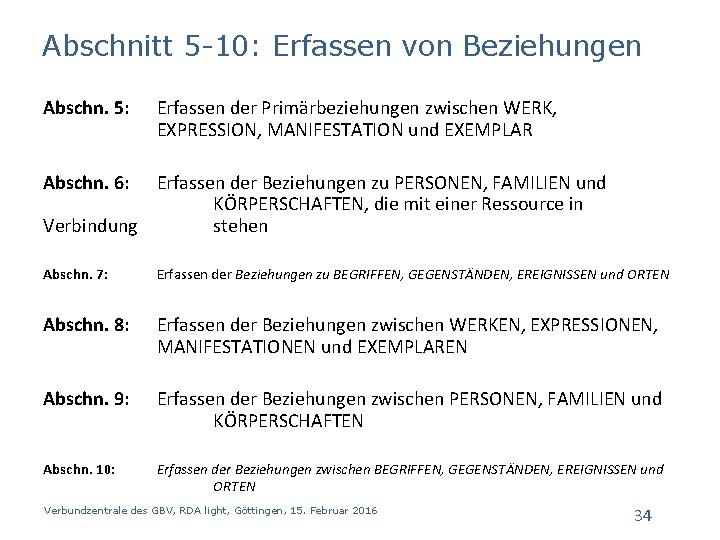 Abschnitt 5 -10: Erfassen von Beziehungen Abschn. 5: Erfassen der Primärbeziehungen zwischen WERK, EXPRESSION,