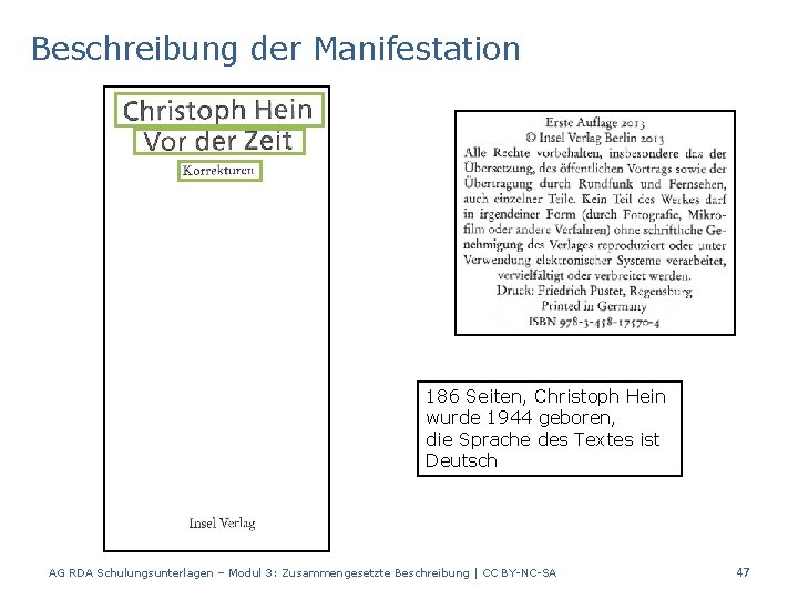 Beschreibung der Manifestation 186 Seiten, Christoph Hein wurde 1944 geboren, die Sprache des Textes