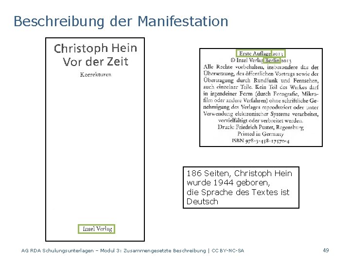 Beschreibung der Manifestation 186 Seiten, Christoph Hein wurde 1944 geboren, die Sprache des Textes