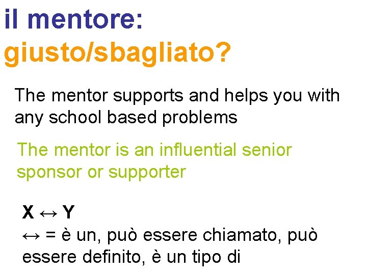 il mentore: giusto/sbagliato? The mentor supports and helps you with any school based problems