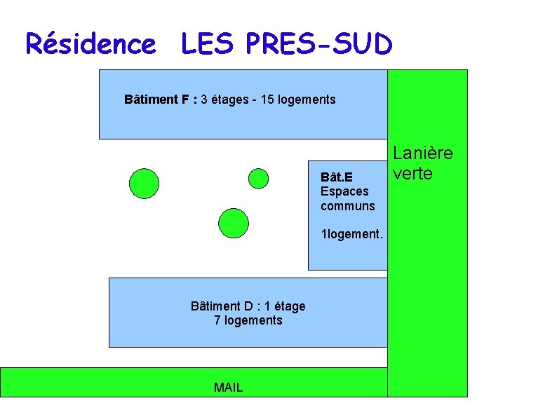 Résidence LES PRES-SUD Bâtiment F : 3 étages - 15 logements Bât. E Espaces